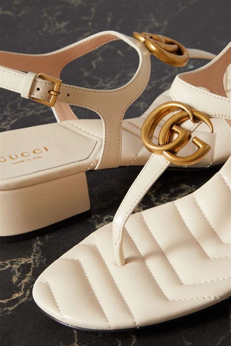 gucci marmont logo embellished leather sandals|gucci marmont ankle strap sandals.